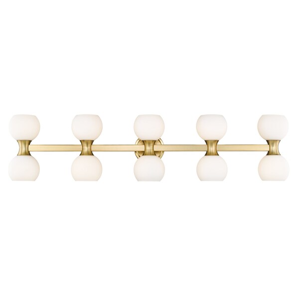 Z-Lite Artemis Vanity, 10-Light, 6.5 In.W x 45 In.L x 10.75 In.H, Modern Gold/Matte Opal 494-10V-MGLD - main